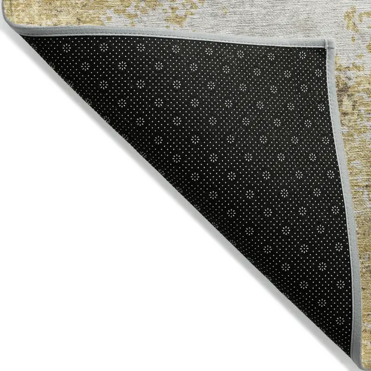 9' X 12' Gold Brown And Beige Abstract Washable Indoor Outdoor Area Rug
