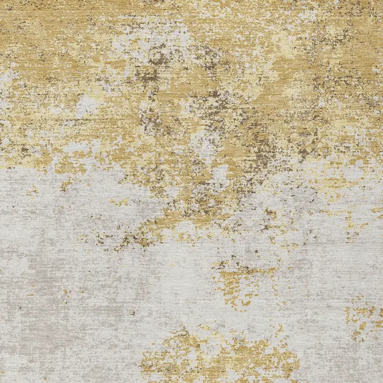 9' X 12' Gold Brown And Beige Abstract Washable Indoor Outdoor Area Rug