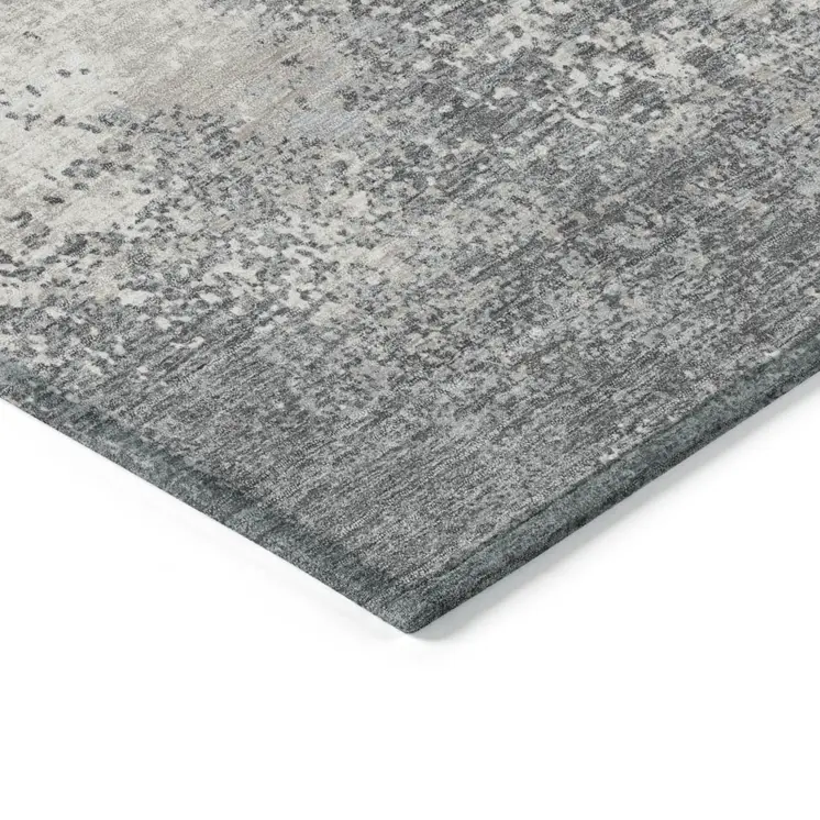 10' X 14' Gray And Beige Abstract Washable Indoor Outdoor Area Rug