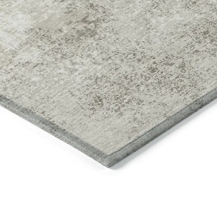 3' X 5' Ivory And Beige Abstract Washable Indoor Outdoor Area Rug