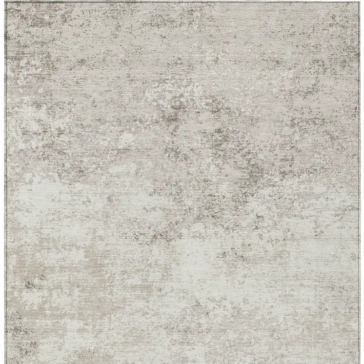 8' X 10' Ivory And Beige Abstract Washable Indoor Outdoor Area Rug
