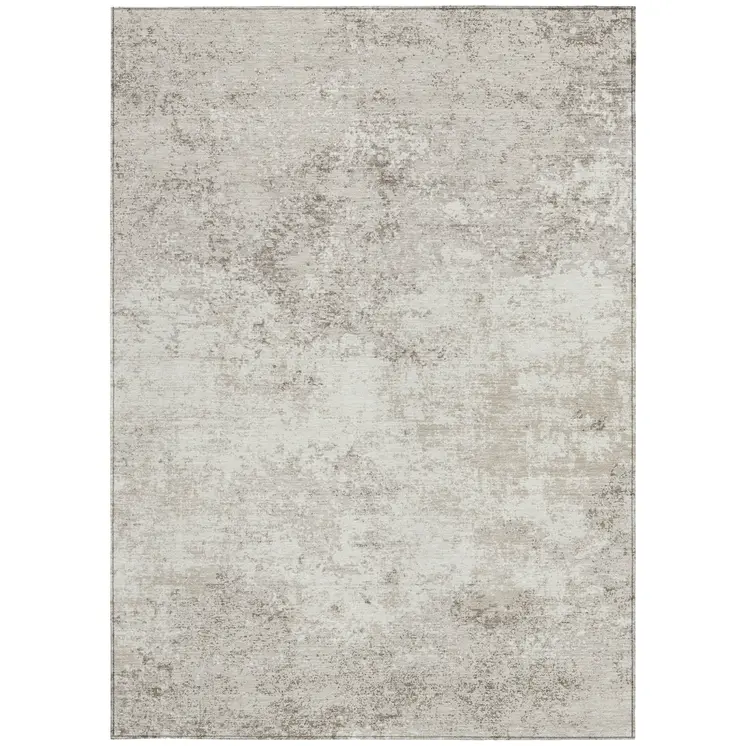 10' X 14' Ivory And Beige Abstract Washable Indoor Outdoor Area Rug