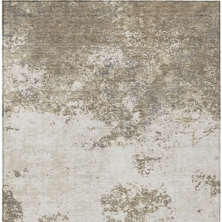 3' X 5' Taupe And Beige Abstract Washable Indoor Outdoor Area Rug