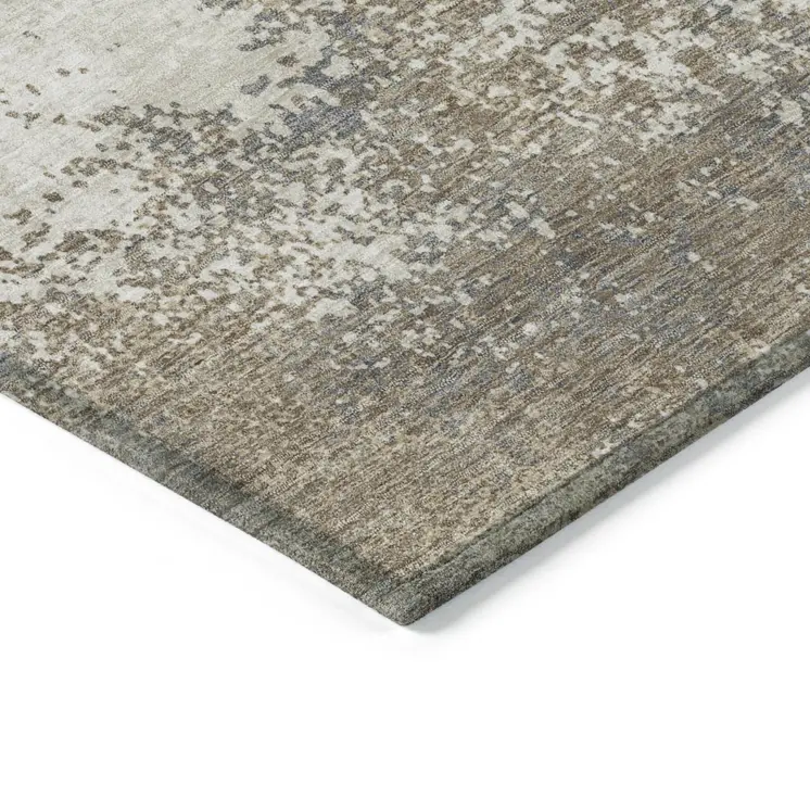 3' X 5' Taupe And Beige Abstract Washable Indoor Outdoor Area Rug