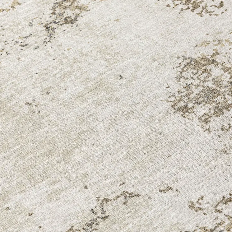 8' Taupe And Beige Round Abstract Washable Indoor Outdoor Area Rug