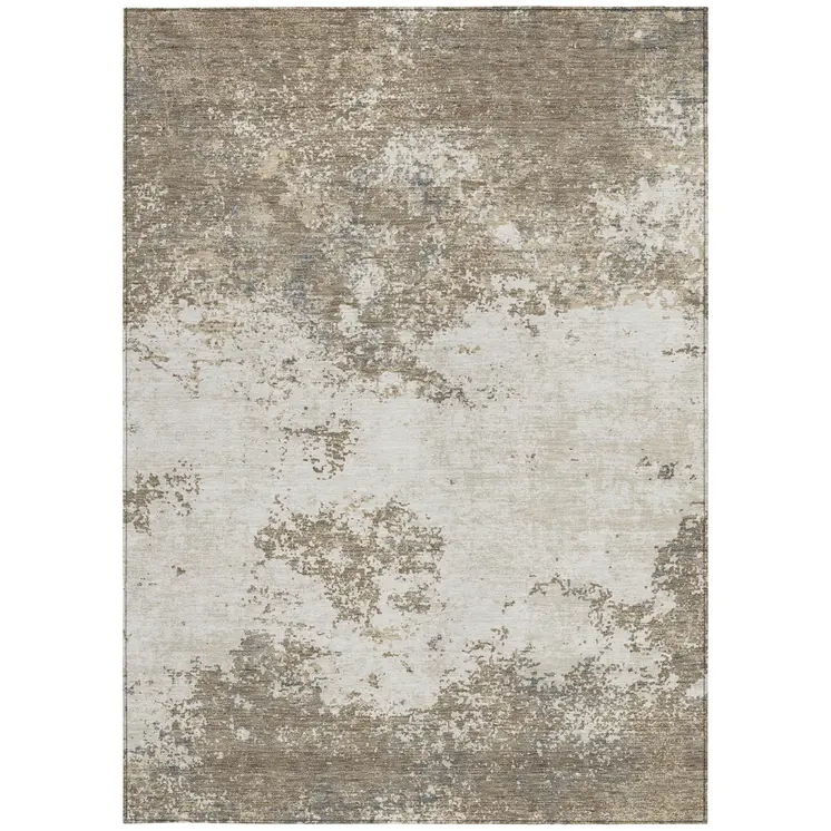 8' X 10' Taupe And Beige Abstract Washable Indoor Outdoor Area Rug