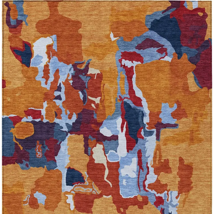 3' X 5' Copper Gray And Burgundy Abstract Washable Indoor Outdoor Area Rug
