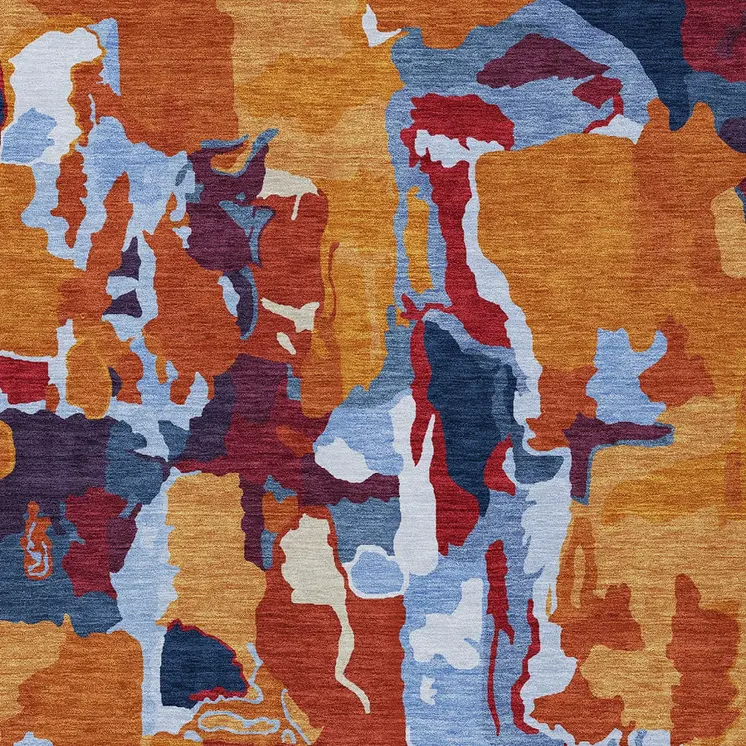 3' X 5' Copper Gray And Burgundy Abstract Washable Indoor Outdoor Area Rug