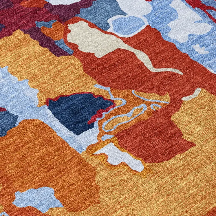 3' X 5' Copper Gray And Burgundy Abstract Washable Indoor Outdoor Area Rug