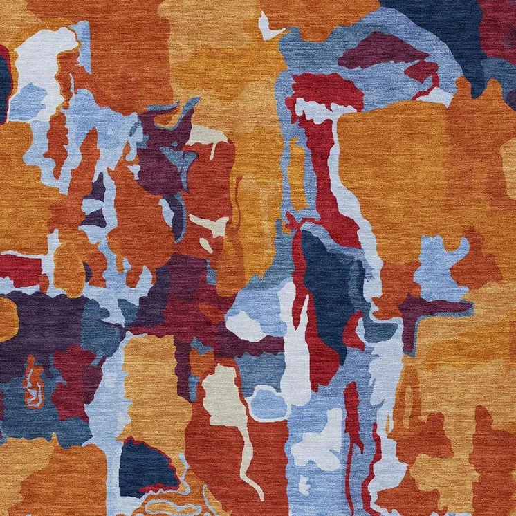 8' X 10' Copper Gray And Burgundy Abstract Washable Indoor Outdoor Area Rug
