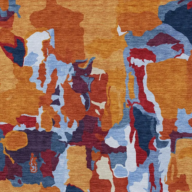 10' X 14' Copper Gray And Burgundy Abstract Washable Indoor Outdoor Area Rug