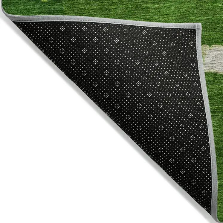 3' X 5' Green Copper And Brown Abstract Washable Indoor Outdoor Area Rug