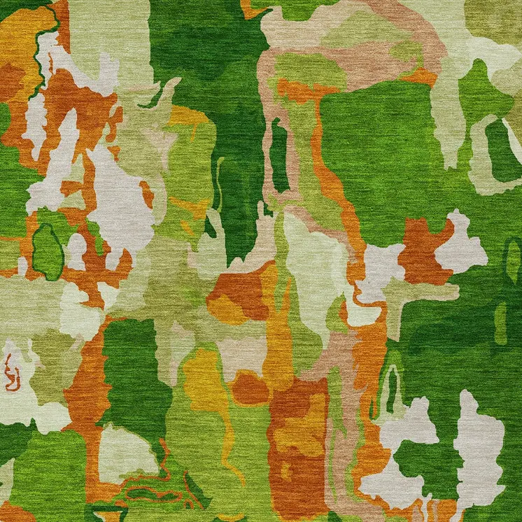5' X 8' Green Copper And Brown Abstract Washable Indoor Outdoor Area Rug