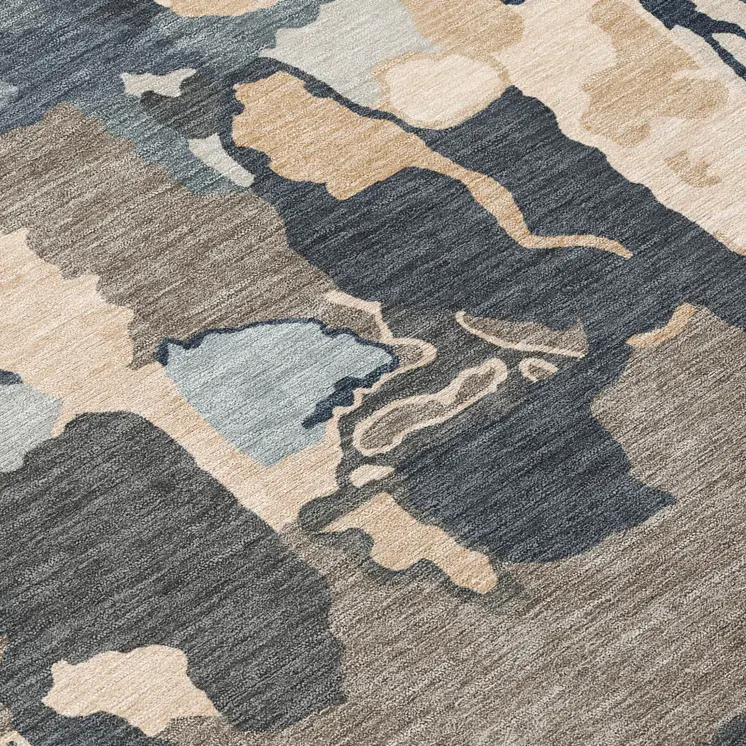 8' X 10' Taupe Gray And Beige Abstract Washable Indoor Outdoor Area Rug