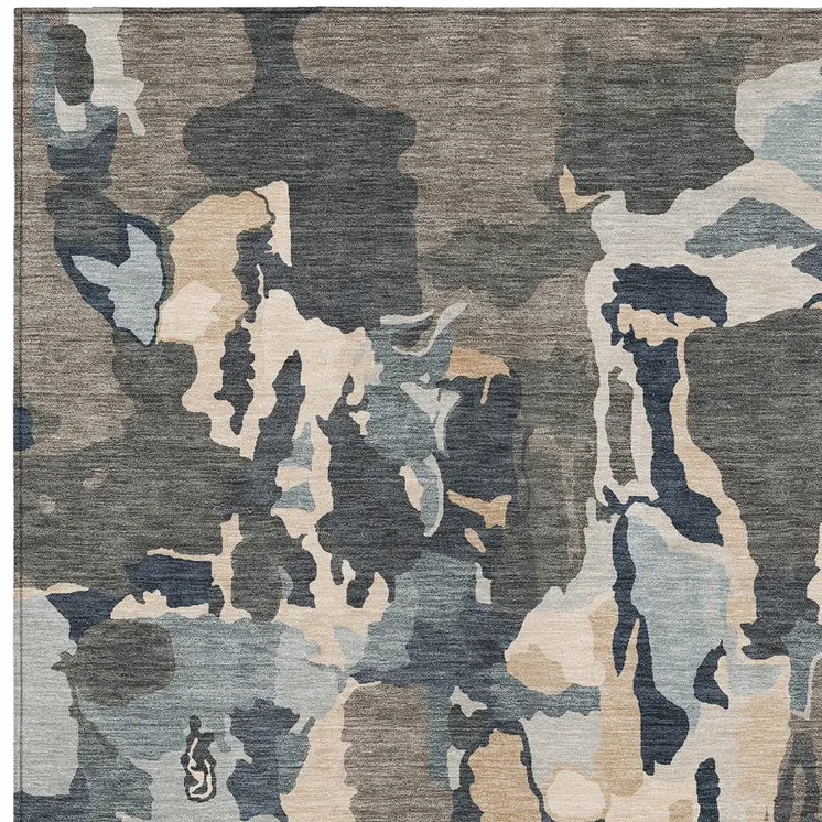 9' X 12' Taupe Gray And Beige Abstract Washable Indoor Outdoor Area Rug