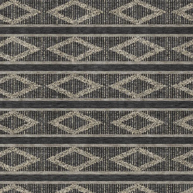 10' X 14' Black And Beige Geometric Washable Indoor Outdoor Area Rug