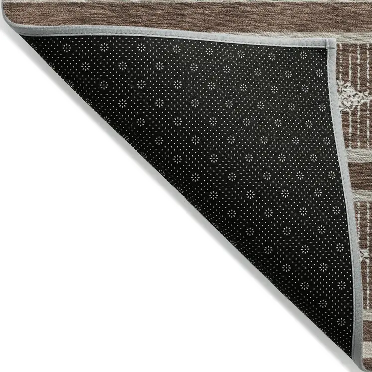 10' X 14' Brown And Beige Geometric Washable Indoor Outdoor Area Rug