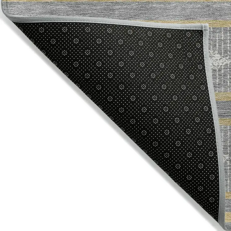 10' X 14' Gray Ivory And Brown Geometric Washable Indoor Outdoor Area Rug
