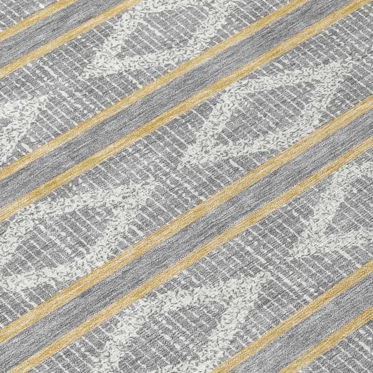 10' X 14' Gray Ivory And Brown Geometric Washable Indoor Outdoor Area Rug