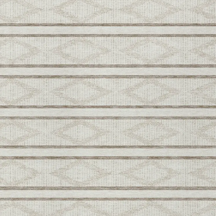 8' X 10' Ivory And Brown Geometric Washable Indoor Outdoor Area Rug