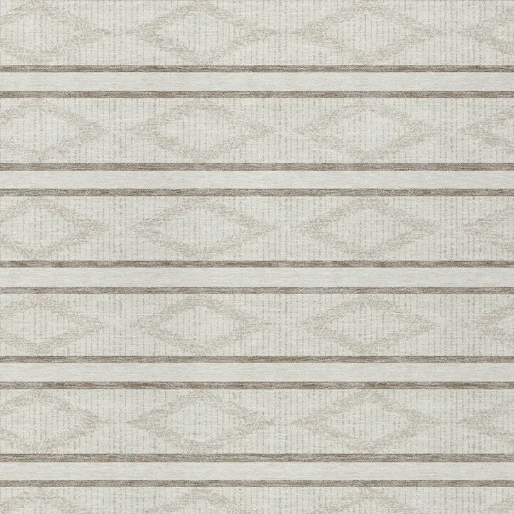 10' X 14' Ivory And Brown Geometric Washable Indoor Outdoor Area Rug