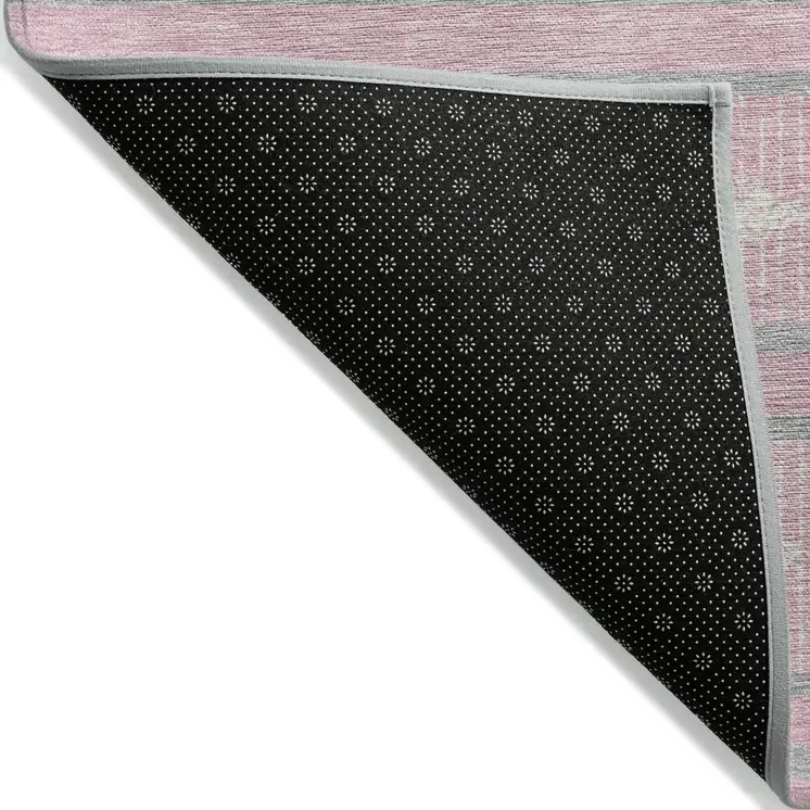 9' X 12' Pink Ivory And Gray Geometric Washable Indoor Outdoor Area Rug