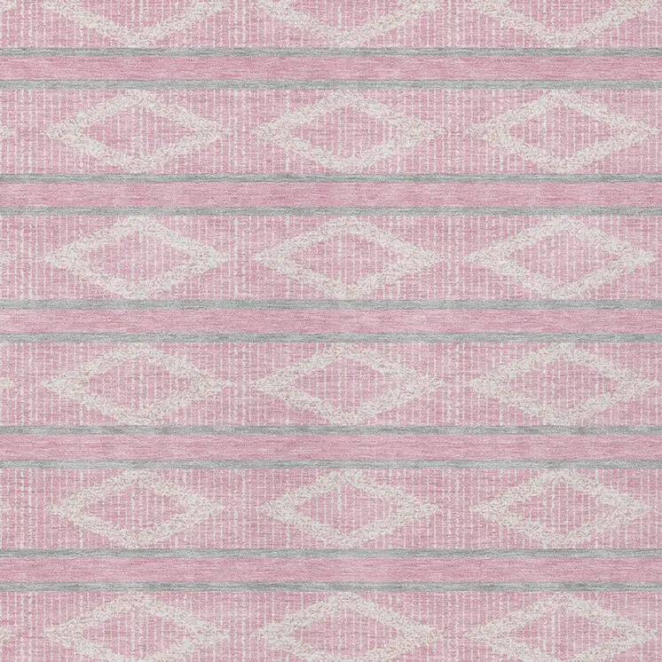 10' X 14' Pink Ivory And Gray Geometric Washable Indoor Outdoor Area Rug