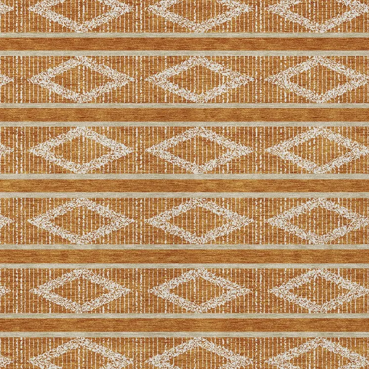 8' X 10' Copper And Ivory Geometric Washable Indoor Outdoor Area Rug