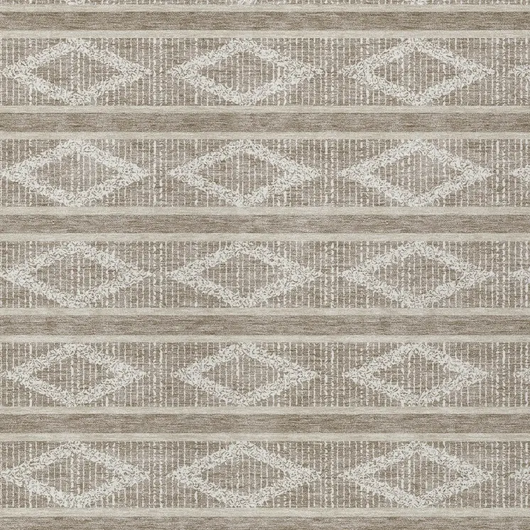 9' X 12' Taupe And Ivory Geometric Washable Indoor Outdoor Area Rug