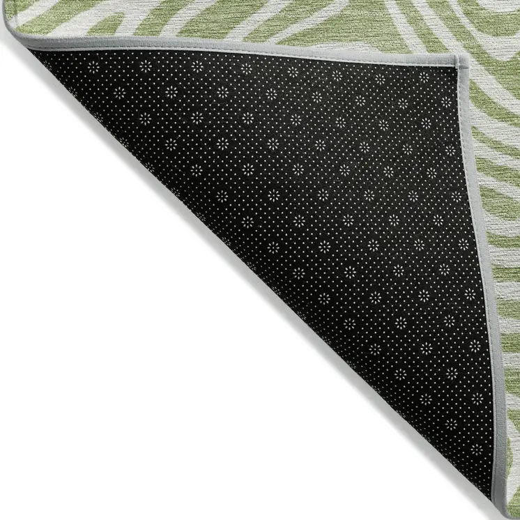 10' X 14' Artichoke Green And Ivory Abstract Washable Indoor Outdoor Area Rug