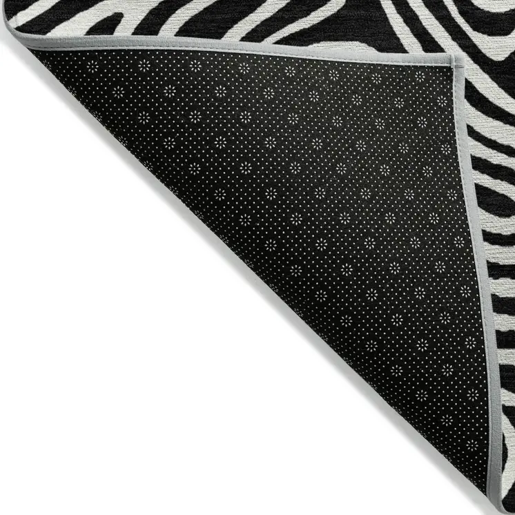 10' X 14' Black And Ivory Abstract Washable Indoor Outdoor Area Rug