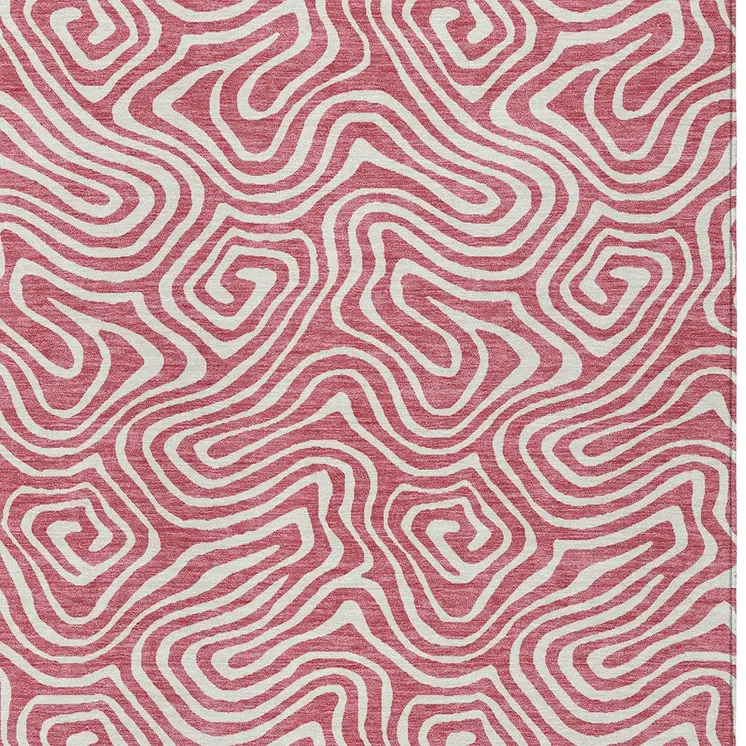 3' X 5' Blush And Ivory Abstract Washable Indoor Outdoor Area Rug
