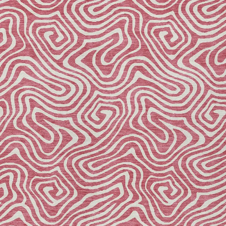 5' X 8' Blush And Ivory Abstract Washable Indoor Outdoor Area Rug