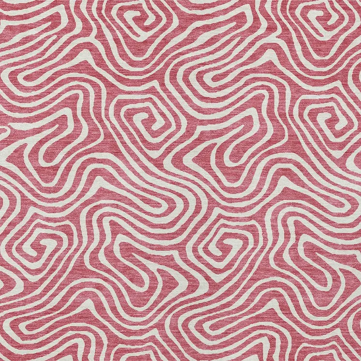 8' X 10' Blush And Ivory Abstract Washable Indoor Outdoor Area Rug