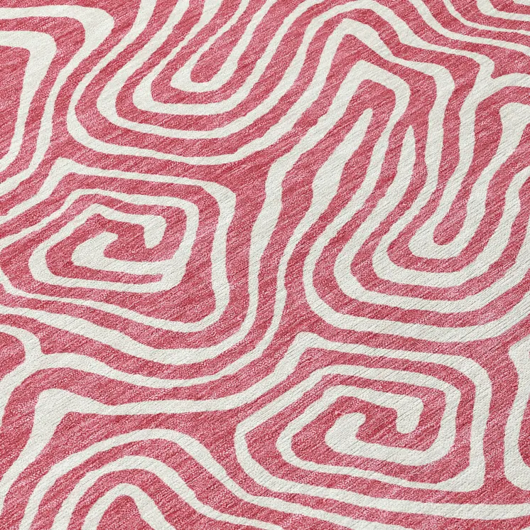 8' X 10' Blush And Ivory Abstract Washable Indoor Outdoor Area Rug