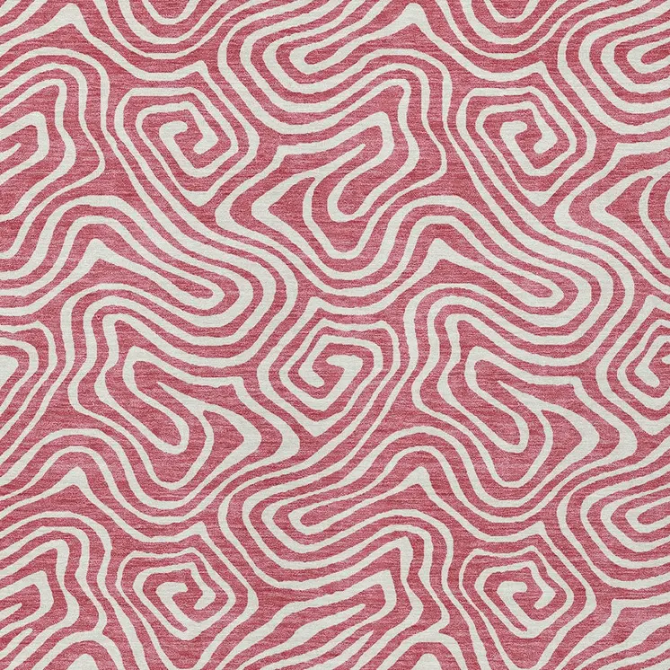 10' X 14' Blush And Ivory Abstract Washable Indoor Outdoor Area Rug