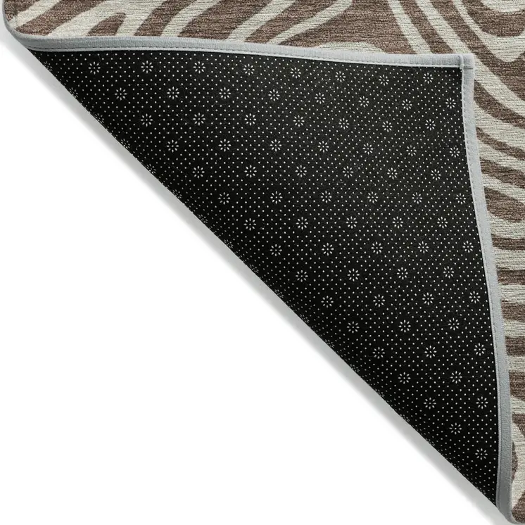 5' X 8' Brown And Beige Abstract Washable Indoor Outdoor Area Rug