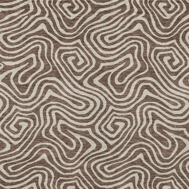 5' X 8' Brown And Beige Abstract Washable Indoor Outdoor Area Rug