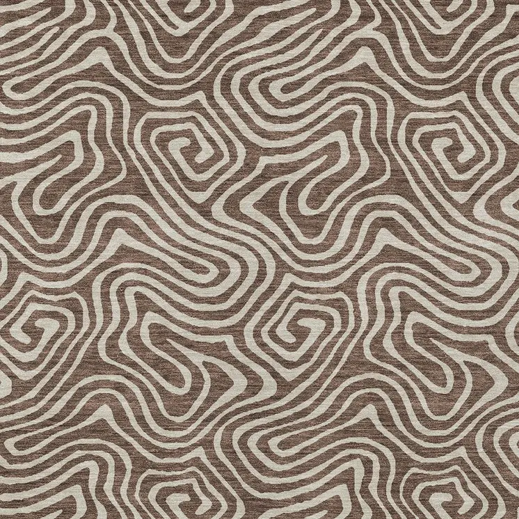 8' X 10' Brown And Beige Abstract Washable Indoor Outdoor Area Rug