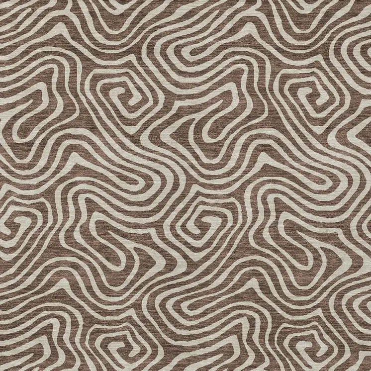 10' X 14' Brown And Beige Abstract Washable Indoor Outdoor Area Rug
