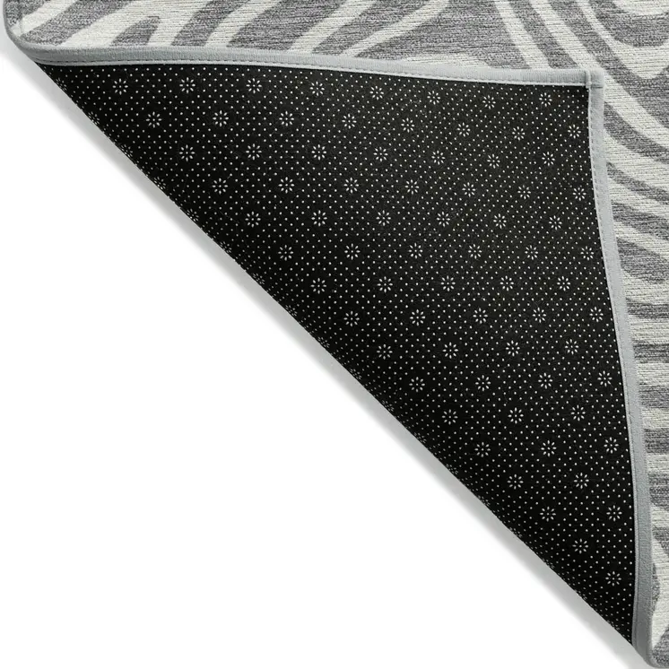 8' X 10' Gray And Ivory Abstract Washable Indoor Outdoor Area Rug