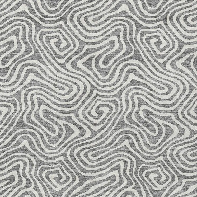 10' X 14' Gray And Ivory Abstract Washable Indoor Outdoor Area Rug