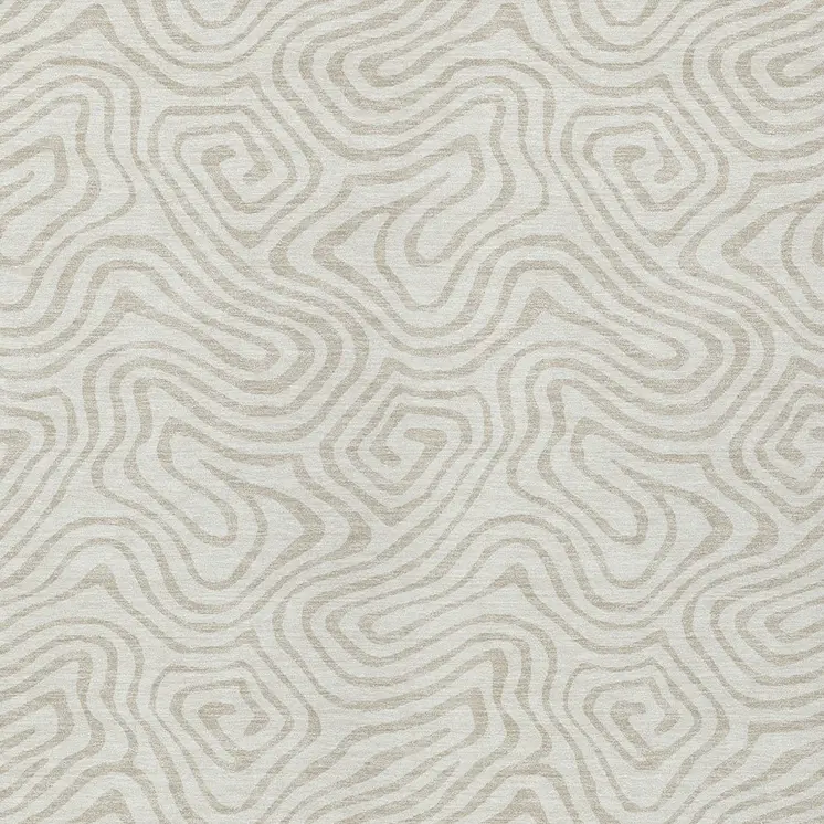 3' X 5' Ivory And Beige Abstract Washable Indoor Outdoor Area Rug