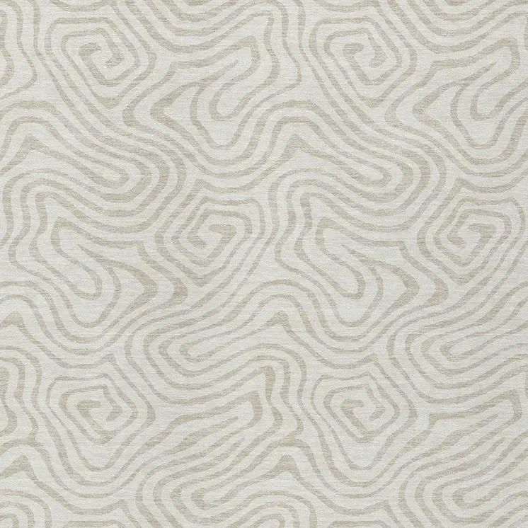 10' X 14' Ivory And Beige Abstract Washable Indoor Outdoor Area Rug