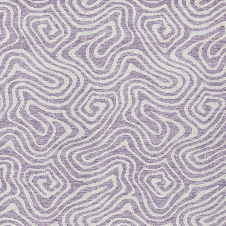 5' X 8' Lavender And Ivory Abstract Washable Indoor Outdoor Area Rug