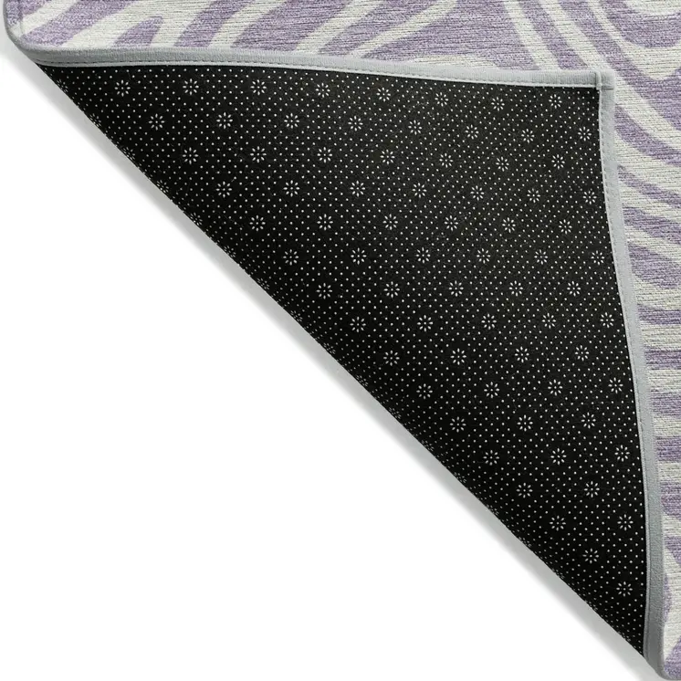 10' X 14' Lavender And Ivory Abstract Washable Indoor Outdoor Area Rug