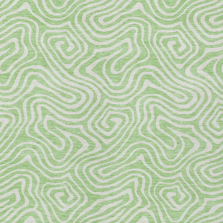 3' X 5' Mint Green And Ivory Abstract Washable Indoor Outdoor Area Rug