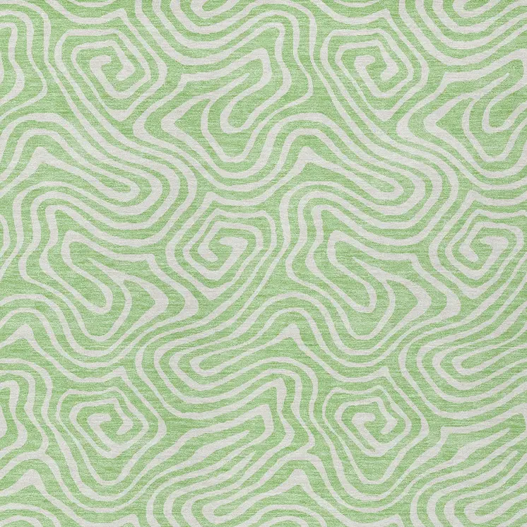 5' X 8' Mint Green And Ivory Abstract Washable Indoor Outdoor Area Rug