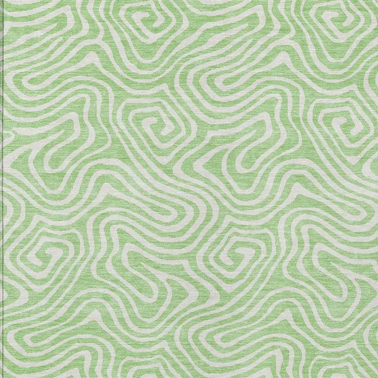 9' X 12' Mint Green And Ivory Abstract Washable Indoor Outdoor Area Rug