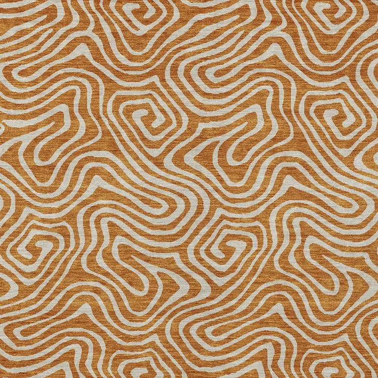 3' X 5' Copper And Beige Abstract Washable Indoor Outdoor Area Rug